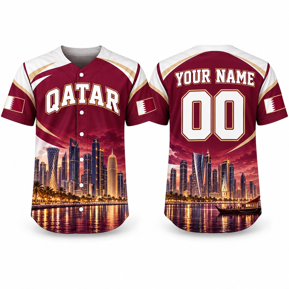 3D Printing Qatar - Бейсбольная майка с принтом «Катар, Доха